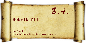 Bobrik Ali névjegykártya